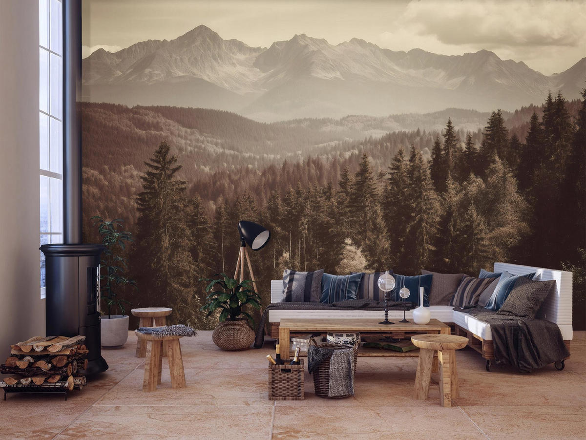 FOTOTAPETE Wald Natur Braun 300x210 cm - Multicolor, Papier (300/210cm) - Wallarena