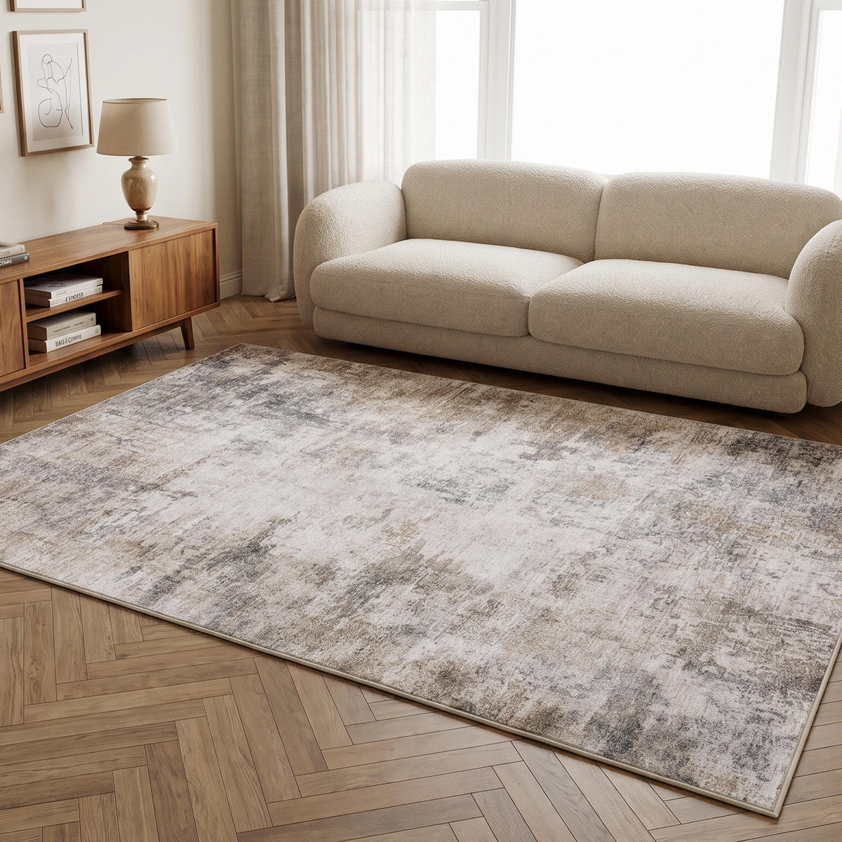 TEPPICH Polyester Braun - Braun, Textil (160/230cm) - HOMCOM