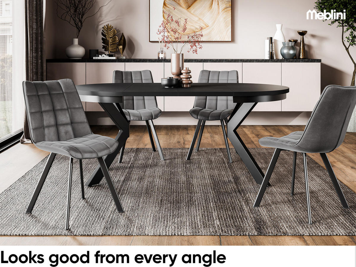 ESSTISCH BAGIO - Schwarz, Holzwerkstoff (100/100/77cm) - Meblini