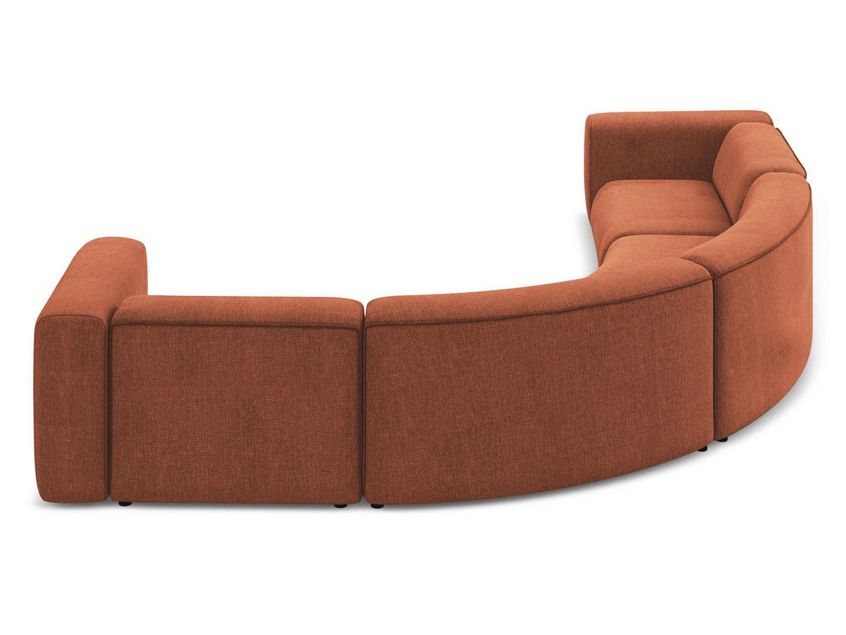ECKSOFA Chenille Stoff Orange - Terracotta/Schwarz, Kunststoff/Textil (318/318cm) - Makamii
