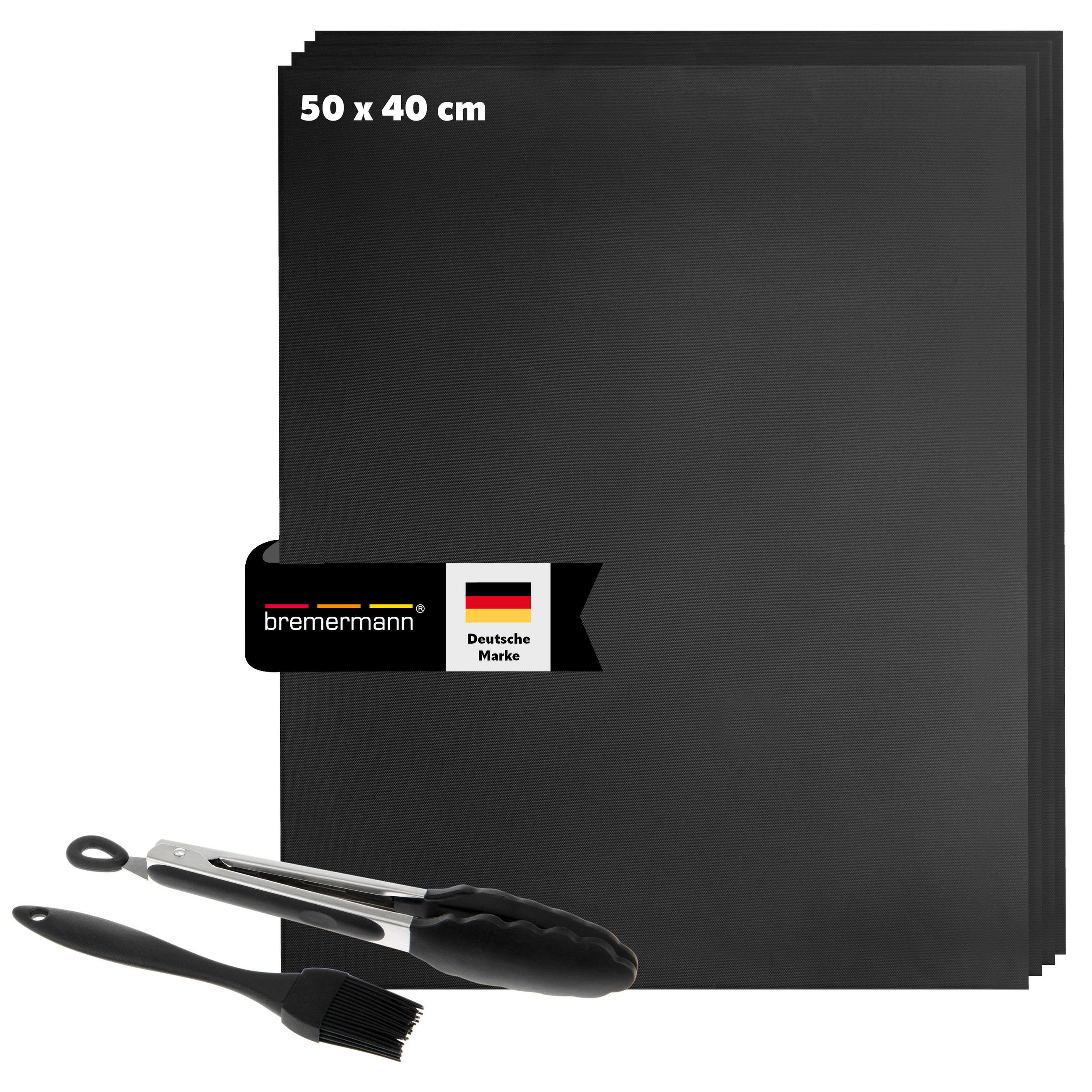 GRILLMATTEN-SET, schwarz - Schwarz, Kunststoff (50/5.5/40cm) - bremermann