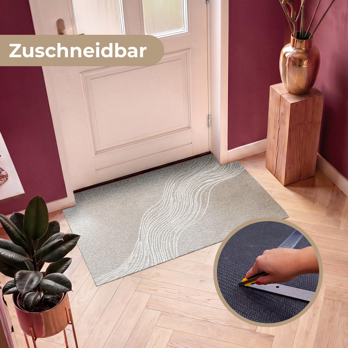 ROHOŽKA Vlnité linie - Plynulé - Pískové barvy 120x80 cm - béžová, textil/umělá hmota (120/0.4cm) - MuchoWow