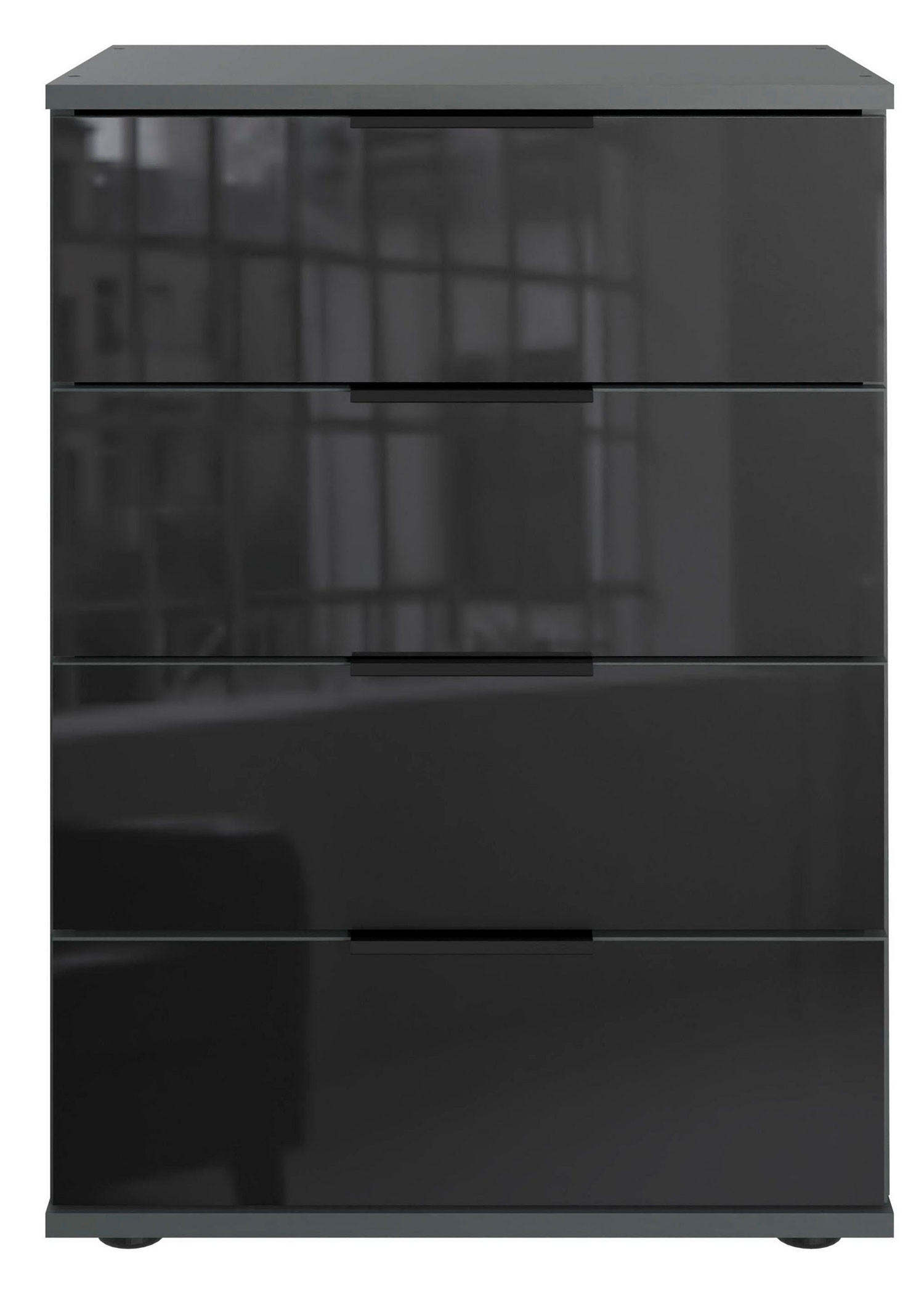 NACHTKONSOLE Saigon graphit / Schwarzglas 46 / 38 / 74cm - Graphitfarben/Schwarz, Holz/Holzwerkstoff (46/74/38cm) - Wimex