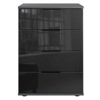 NACHTKONSOLE Saigon graphit / Schwarzglas 46 / 38 / 74cm - Graphitfarben/Schwarz, Holz/Holzwerkstoff (46/74/38cm) - Wimex