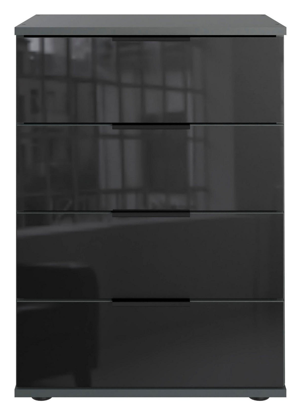 NACHTKONSOLE Saigon graphit / Schwarzglas 46 / 38 / 74cm - Graphitfarben/Schwarz, Holz/Holzwerkstoff (46/74/38cm) - Wimex