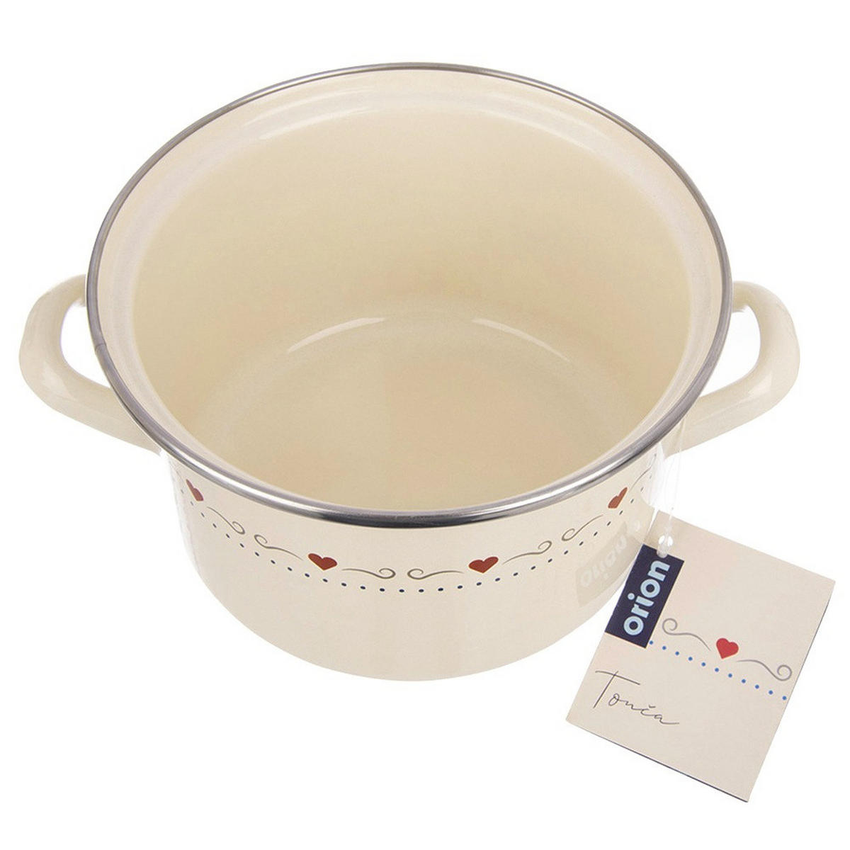 EMAILLIERTOPF Tonca mit Herzmotiv creme - Creme, Metall (18cm) - Orion 