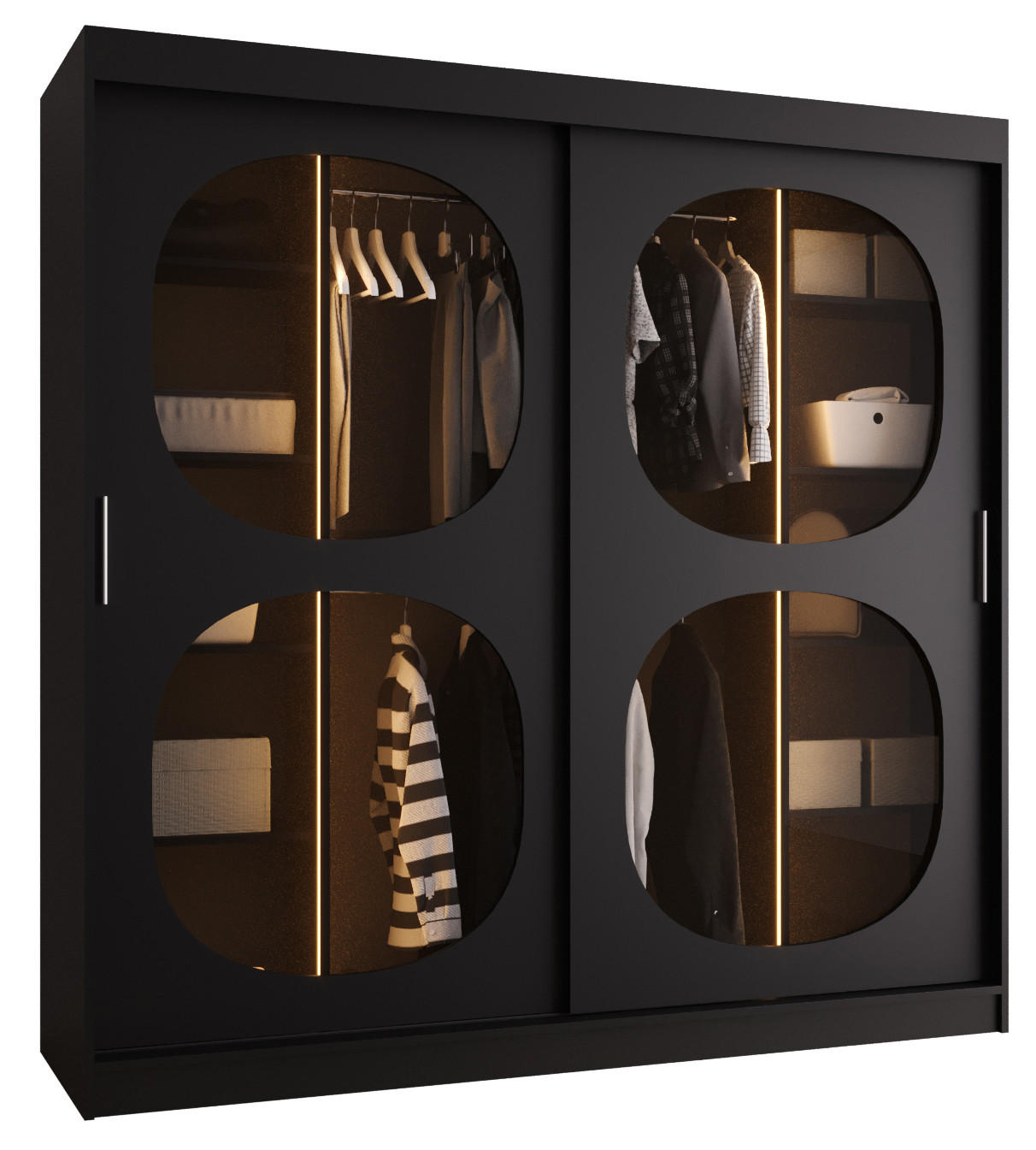 SCHWEBETÜRENSCHRANK 200/200/62 2-türig - Schwarz, Holz (200/200/62cm) - Abiks Möbel