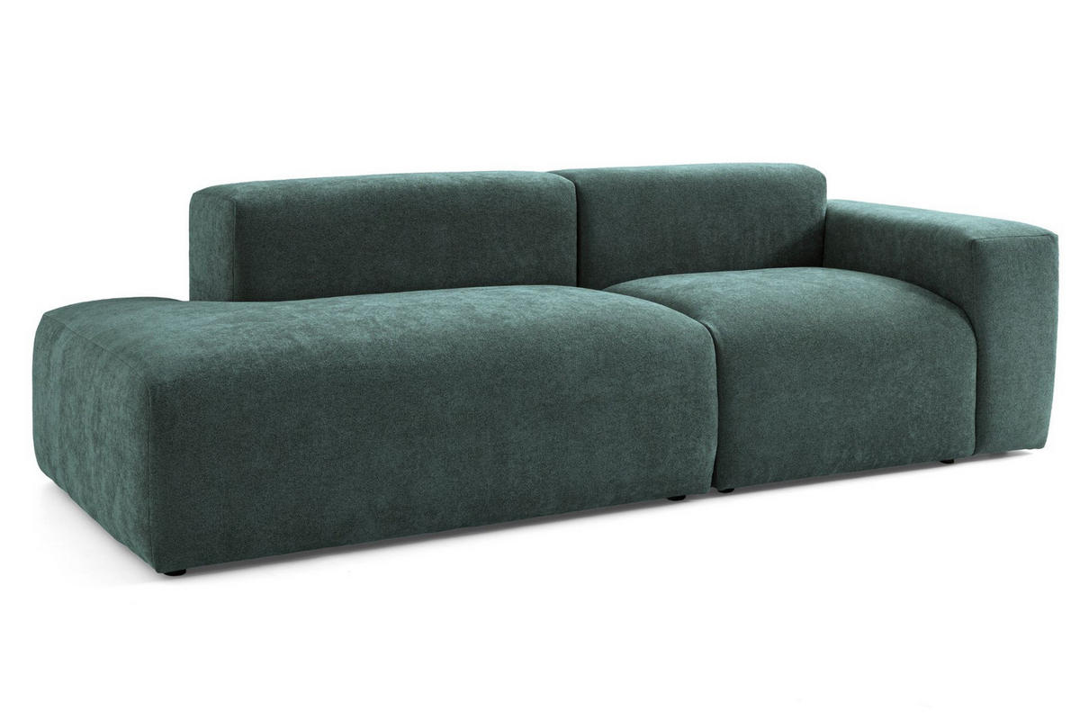 3-SITZER modulares Sofa HEAVEN SET 1 Links, Breite 255 cm Webstoff Dunkelgrün - Dunkelgrün/Schwarz, Holz/Kunststoff (255/71/102cm) - Muffo