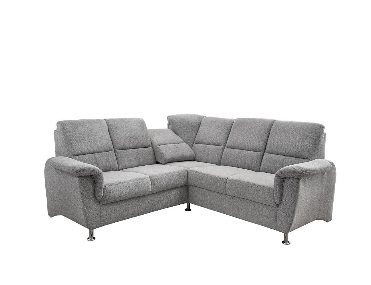 ECKSOFA mit gleichschenkligen Seitenlängen, Federkern - Chromfarben/Grau, Textil/Metall (221/221cm) - myHomelando
