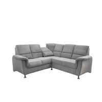ECKSOFA mit gleichschenkligen Seitenlängen, Federkern - Chromfarben/Grau, Textil/Metall (221/221cm) - myHomelando