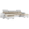WOHNLANDSCHAFT FOX U Beige/Weiß - Velvet/Kunstleder - Beige/Silberfarben, Kunststoff/Textil (306/98/168cm) - MKS