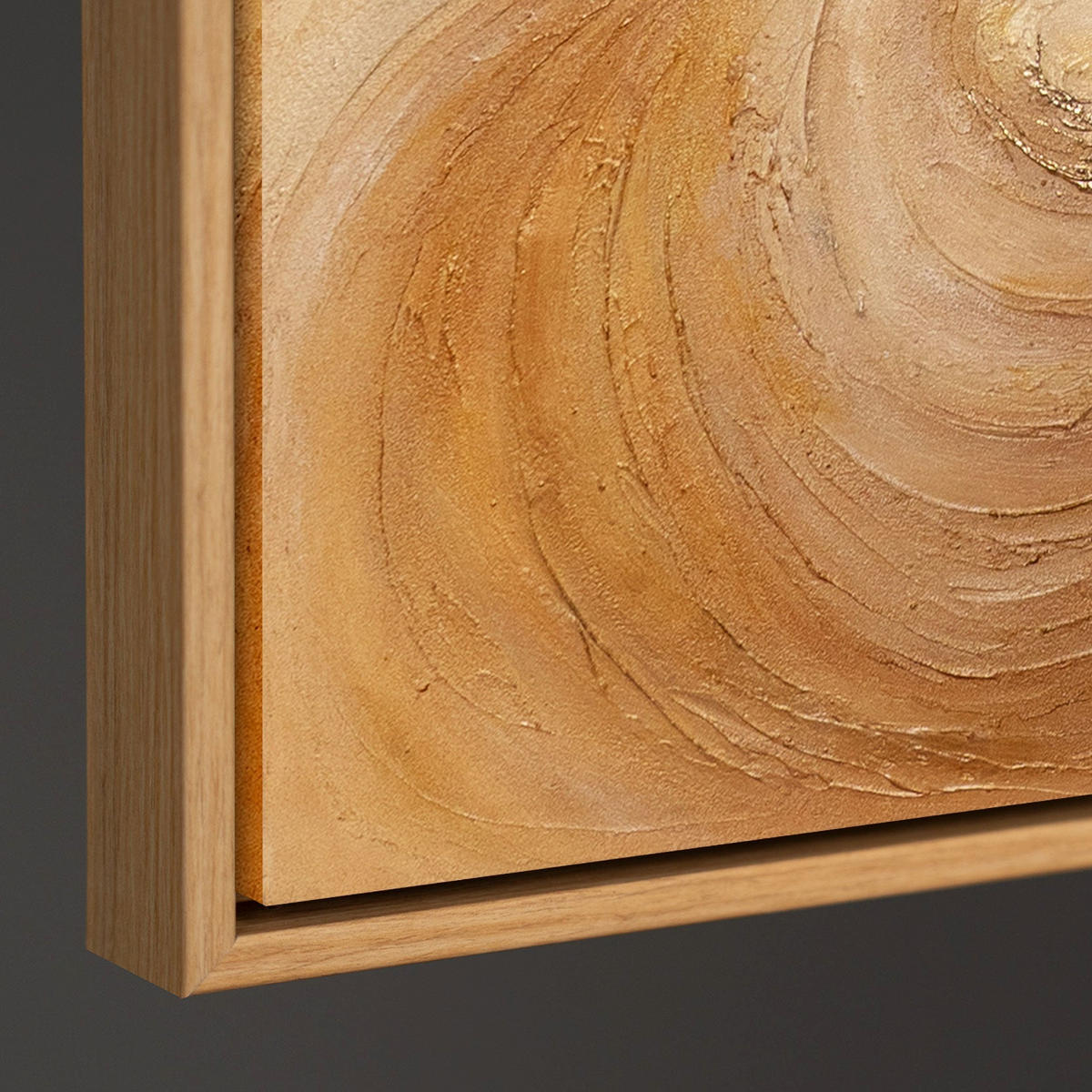 GEMÄLDE Bernsteinfarbene Ströme Schattenfugenrahmen Eichefarben 140x100 cm - Eichefarben, Holz (140/100cm) - YS-art gallery