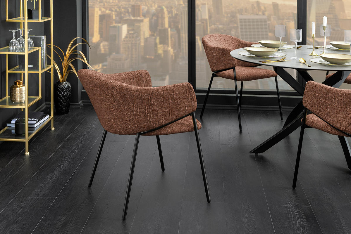 STUHL NOBLESSE Chenille Braun 80 cm - Schwarz/Braun, Textil/Metall (54/77/62cm) - riess-ambiente