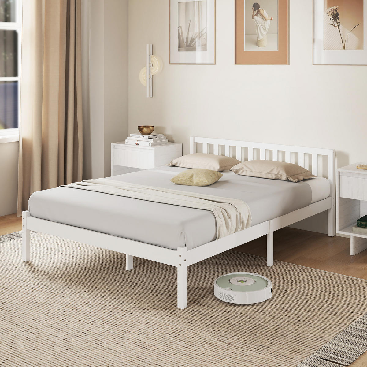 BETT 140x190 cm DE-14673 massives Kiefernholz mit Lattenrost Natur - Weiß, Holzwerkstoff (140/190cm) - ComfortXL
