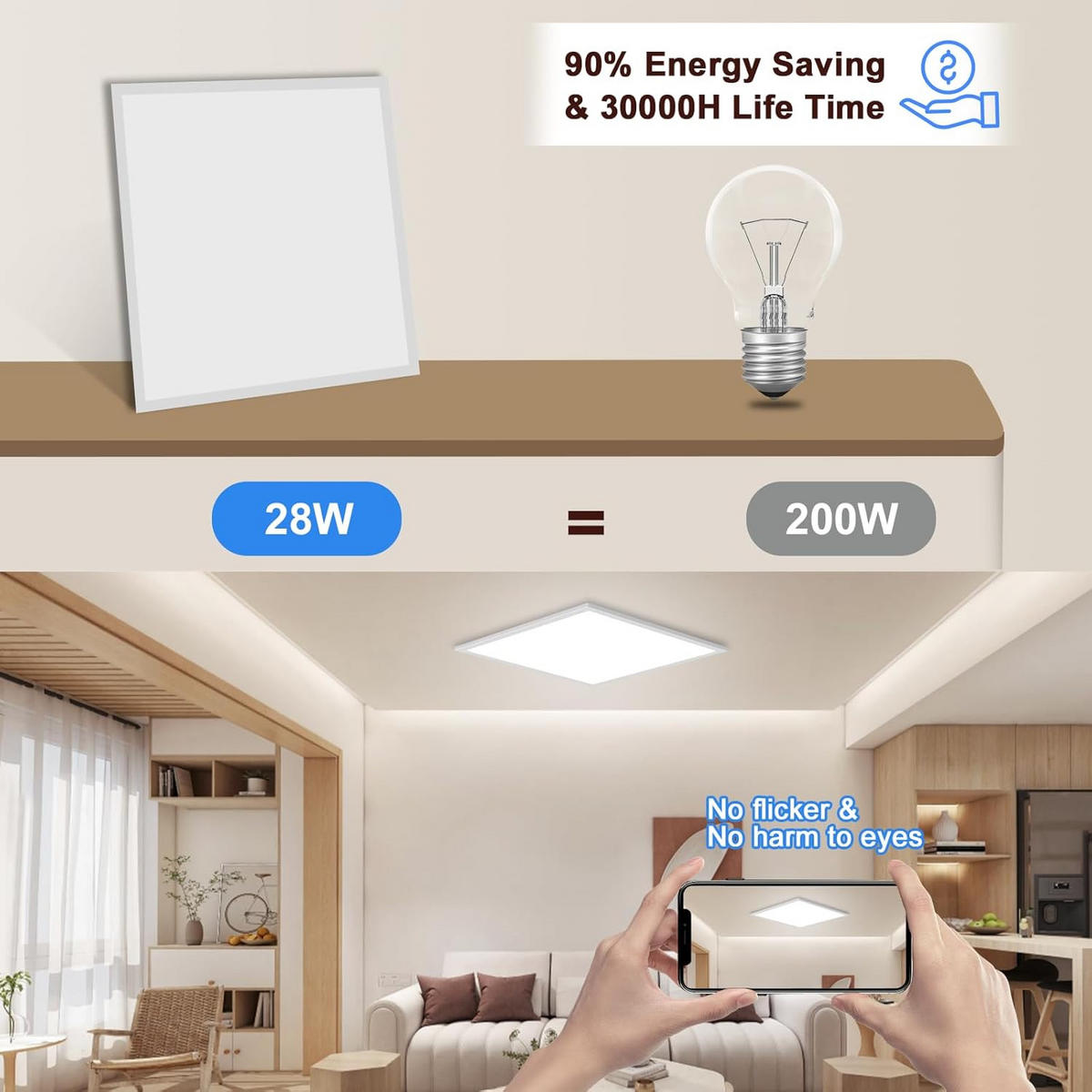 DECKENLEUCHTE PA1021 LED Panel 45/45/3.9 CM 2er-Set - Weiß, Metall (45/45/3.9cm) - LOVHAUS