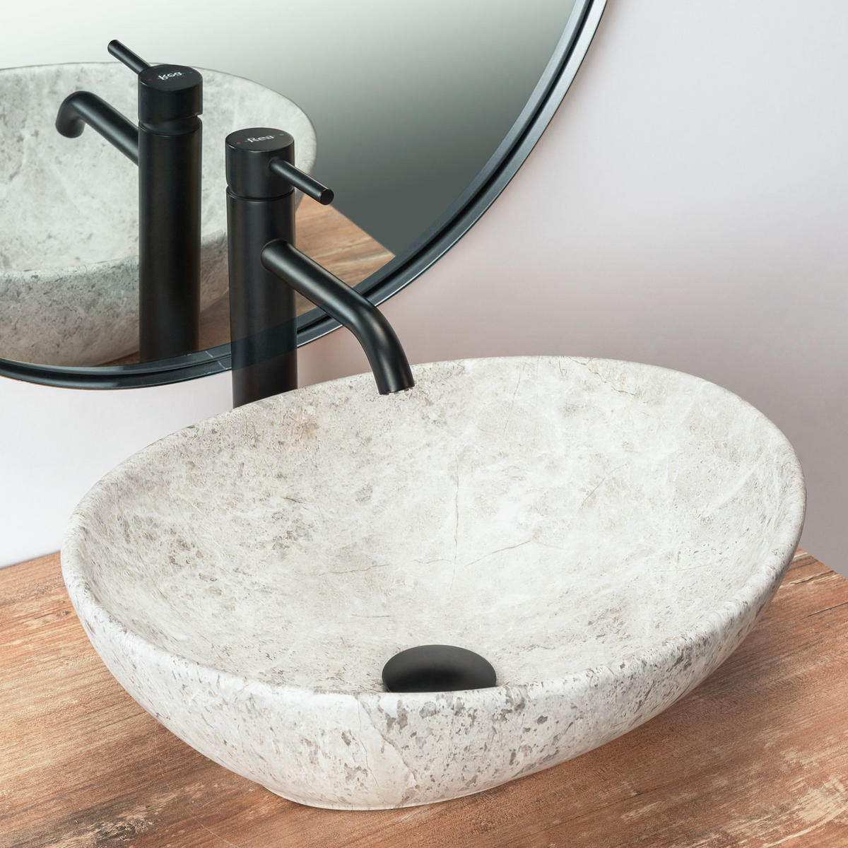 AUFSATZWASCHBECKEN SOFIA LIGHT STONE 41/34,5/15 cm - Grau, Keramik (41/15/34.5cm) - REA