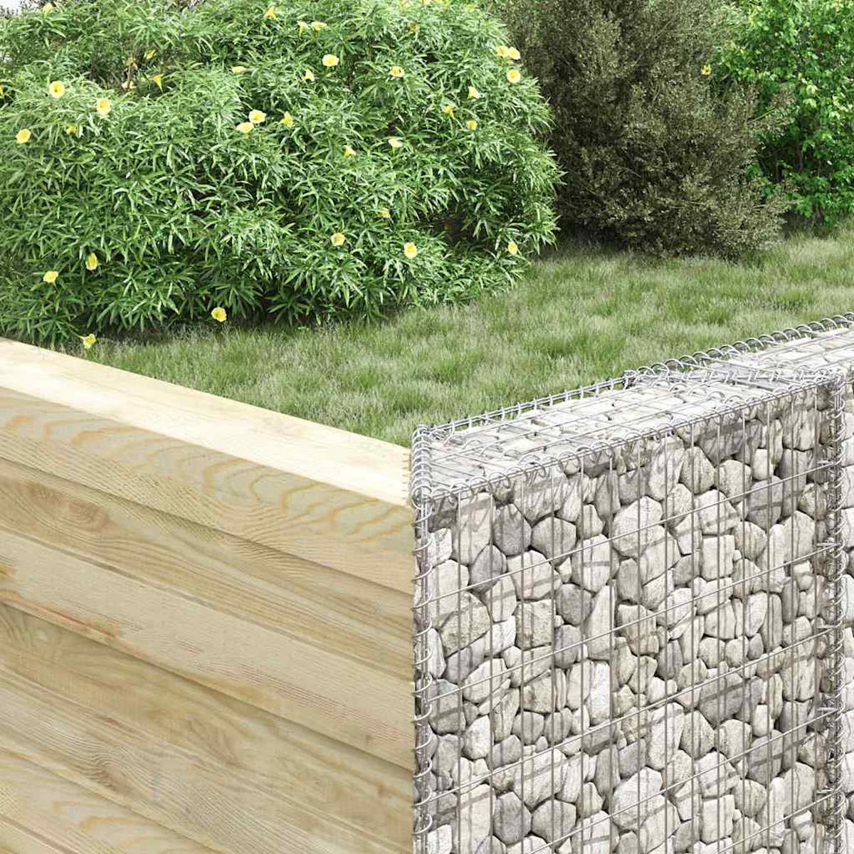 GABIONEN-HOCHBEET Trapezform Verzinkter Stahl 80x20x100 cm - Silberfarben, Metall (20/100/80cm) - furnicato
