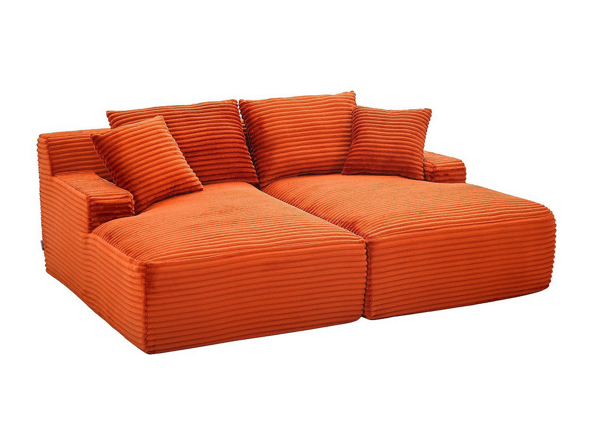 SOFA - 3 Personen - samt - terracotta Donilia - Terracotta, Textil (200/72/160cm) - Vente-Unique