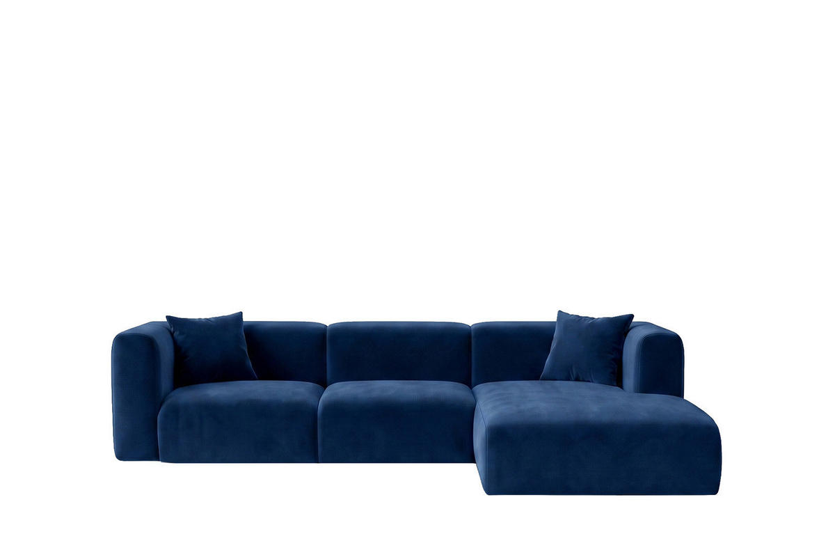 ECKSOFA L-Form, Velvet-Stoff Bluvel, Tintenblau, Rechts, GRETA - Blau, Holz (318/179cm) - Kaiser Möbel