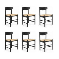 STUHL-SET 6 Stück in Rattan / Eiche Schwarz - Schwarz, Holz/Papier (51/78/41cm) - Furnhouse