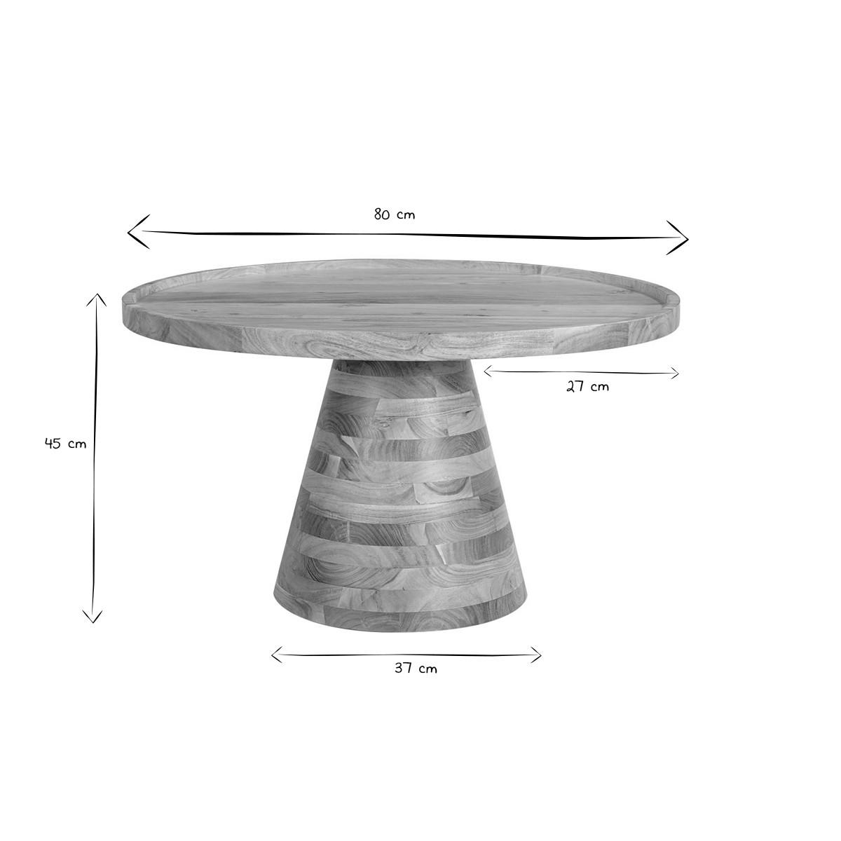 COUCHTISCH Rund Massivholz D80 MATERA - Naturfarben, Holz (80/80/45cm) - Miliboo