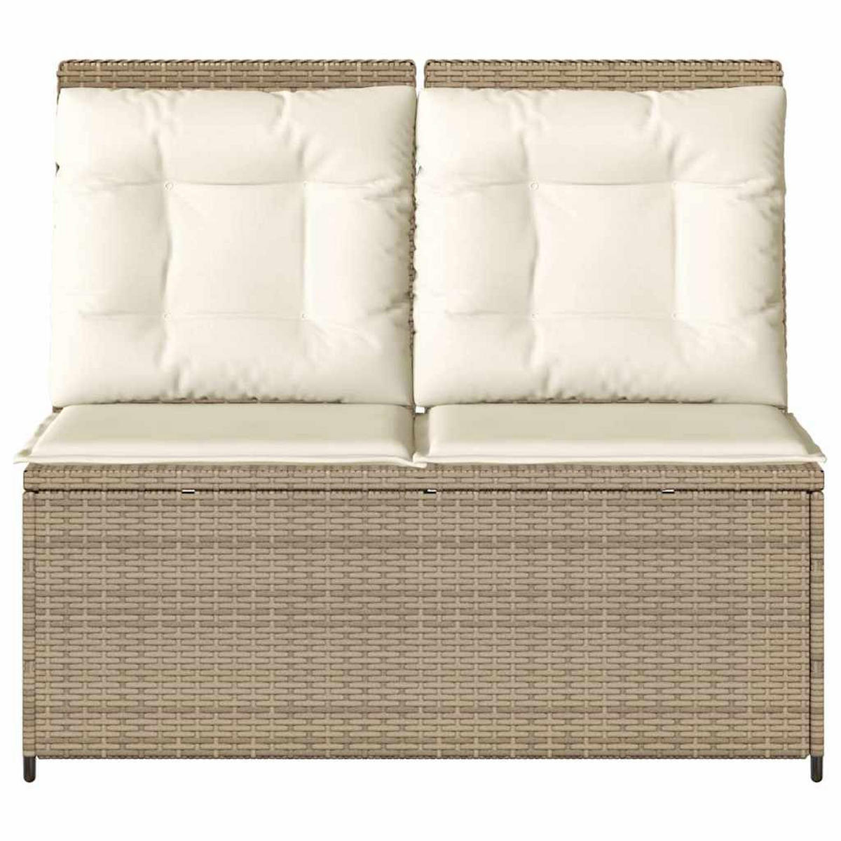 GARTENBANK Verstellbar mit Kissen Beige Poly Rattan - Beige, Kunststoff (95/95/108cm)