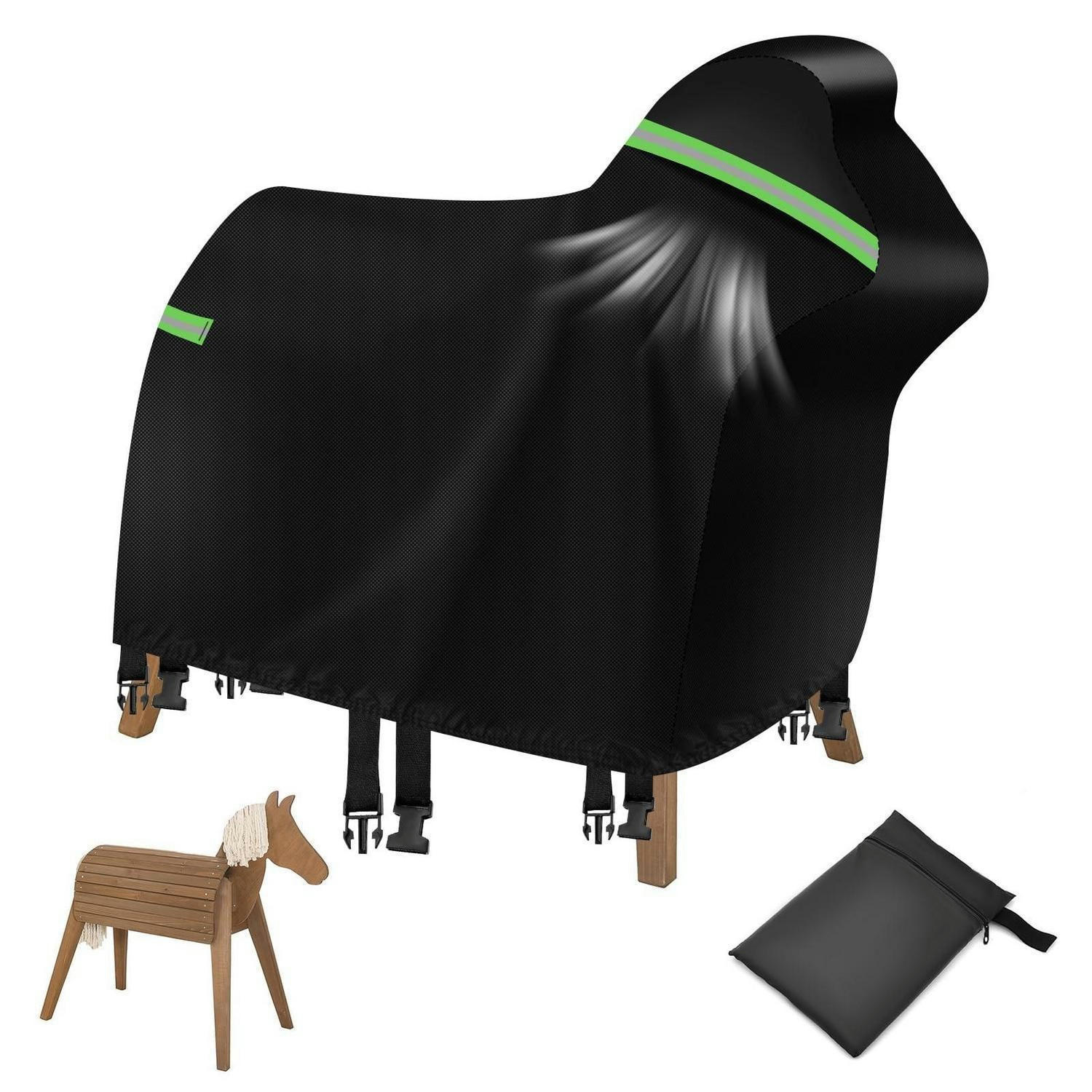 ABDECKUNG für Holzpferd 160 x 110 x 70 cm Wasserdicht Schwarz - Schwarz, Kunststoff (70/160/110cm)