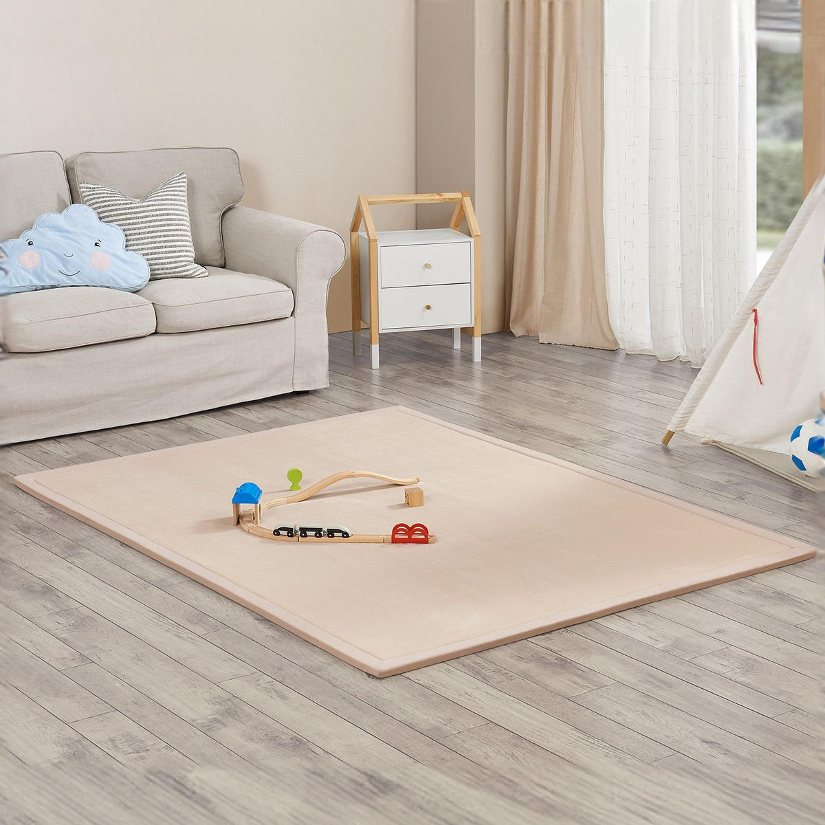 SPIELMATTE Maila beige 200 x 150 cm - Beige, Textil (150/2/200cm) - Juskys
