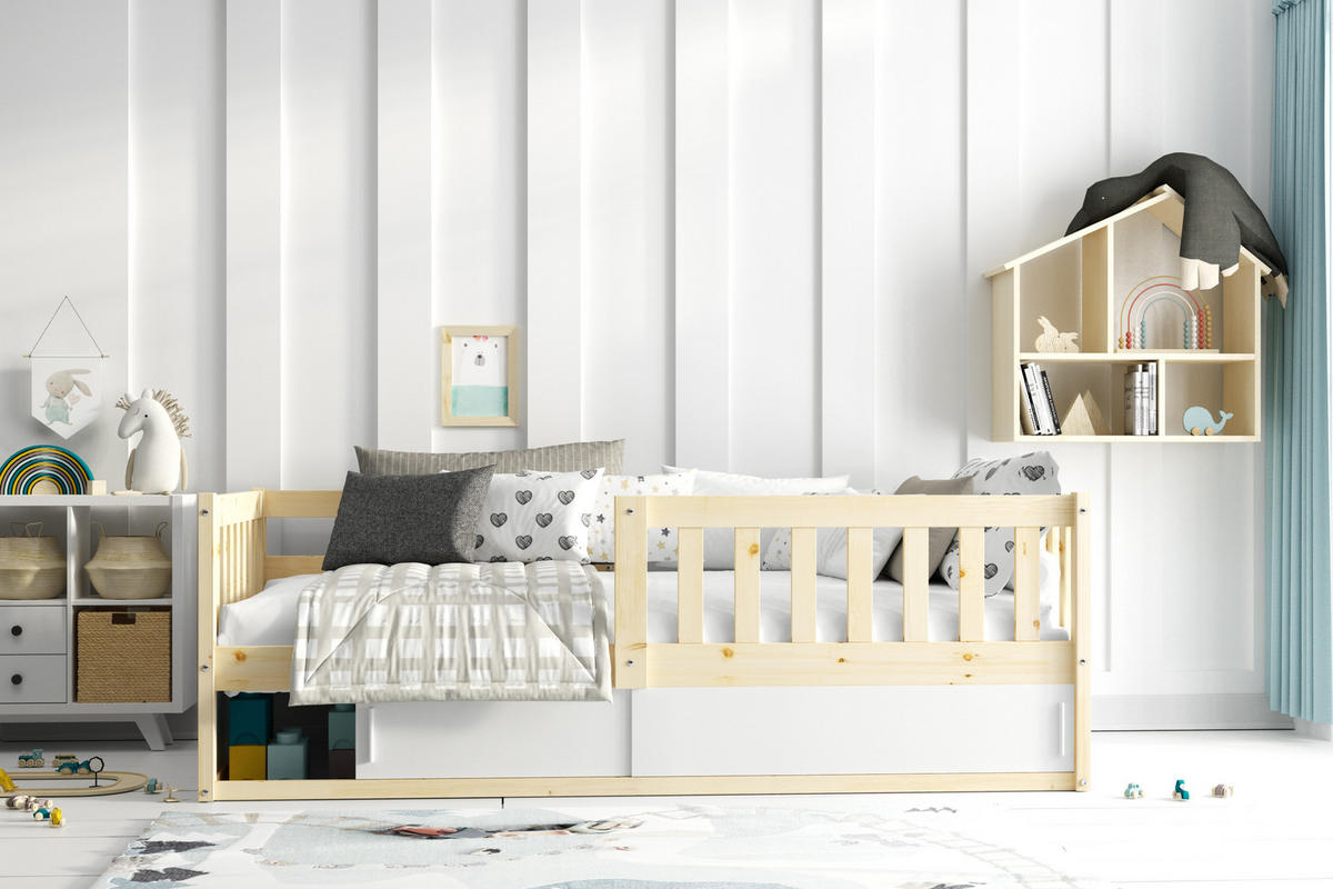 KINDERBETT Smart, 80x160, mit Stauraum Pine - Naturfarben, Holz (80/160cm) - Interbeds