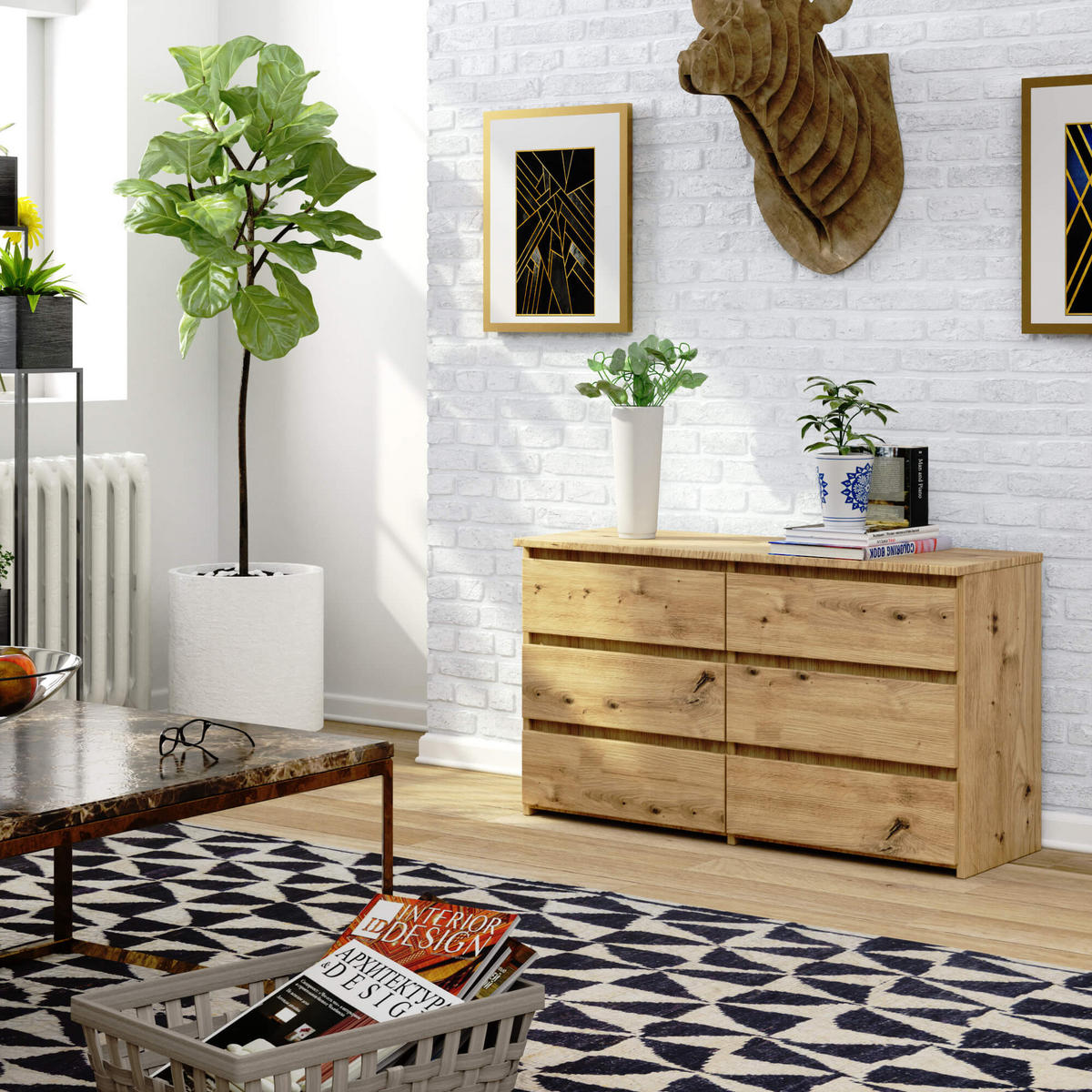 KOMMODE Artisan-Eichenfarbe 35x100x57 cm - Eiche Artisan, Holzwerkstoff (100/57/35cm) - Akord
