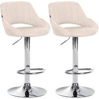 BARHOCKER 2er Set Milos Stoff C creme - Chromfarben/Naturfarben, Textil/Metall (47/106/48cm) - TPFLiving