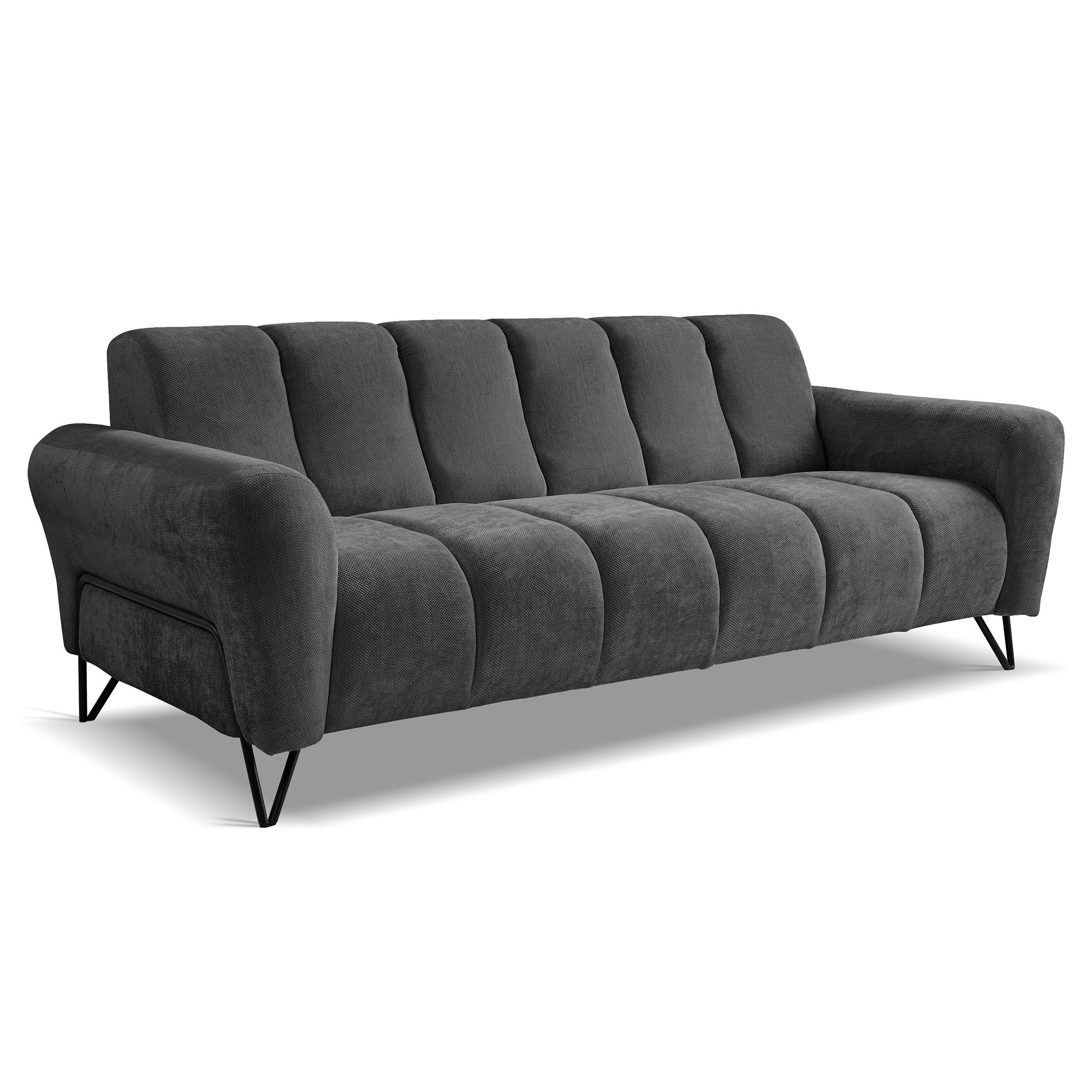 3-SITZER SOFA Volare mit Metallbeinen Anthrazit - Anthrazit/Schwarz, Textil/Metall (220/83/98cm) - Beautysofa