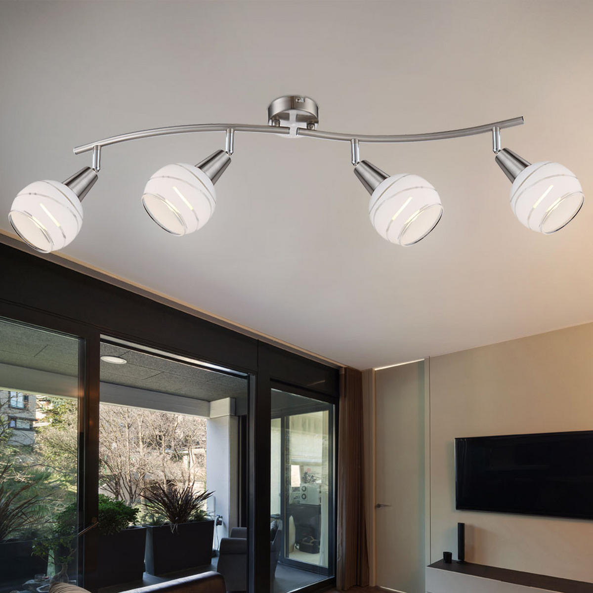 LED DECKENLEUCHTE Metall Silber ELLIOTT - Silberfarben, Glas (70/31.5/21.1cm) - Globo Lighting