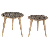 BEISTELLTISCH 2er-Set Mangoholz hellbraun rund Sharma - Hellbraun, Holz (40/40/40cm) - Beliani