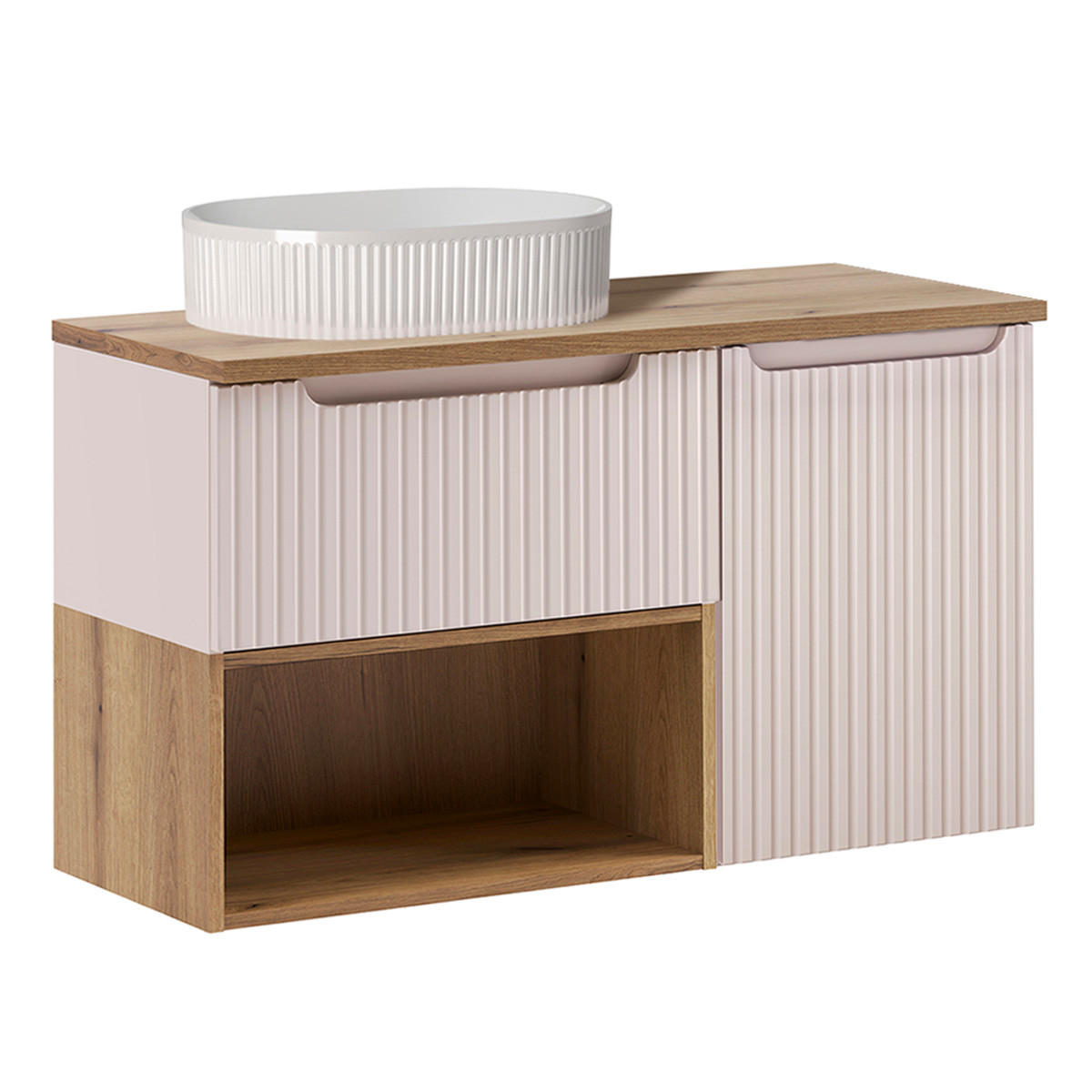 BADMÖBEL 100.4cm Riva 2er-Set Kaschmir - Beige, Holzwerkstoff (100.4/60/40cm) - Petits-meubles