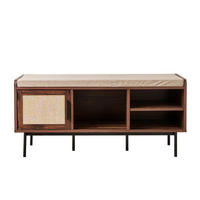 SCHUHBANK Nussbaumdekor 3 Fächer 1 Tür - jetson 100/35/45,5 cm - Nussbaumfarben, Holzwerkstoff (100/45.5/35cm) - Calicosy