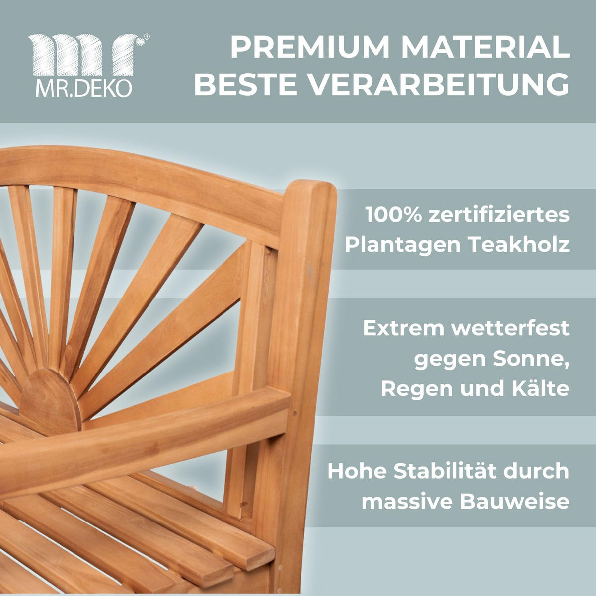 GARTENBANK Sonne - Naturfarben, Holz/Metall (120/94/60cm) - Mr. Deko