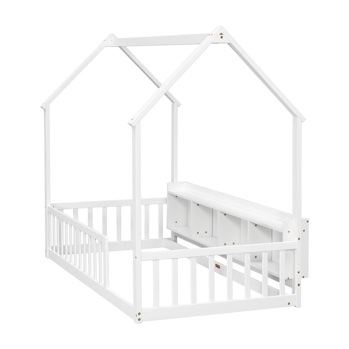 HAUSBETT 90/200 cm mit Ablagefächern, DE-41877, in Weiß - Weiß, Holz (90/200cm) - ComfortXL