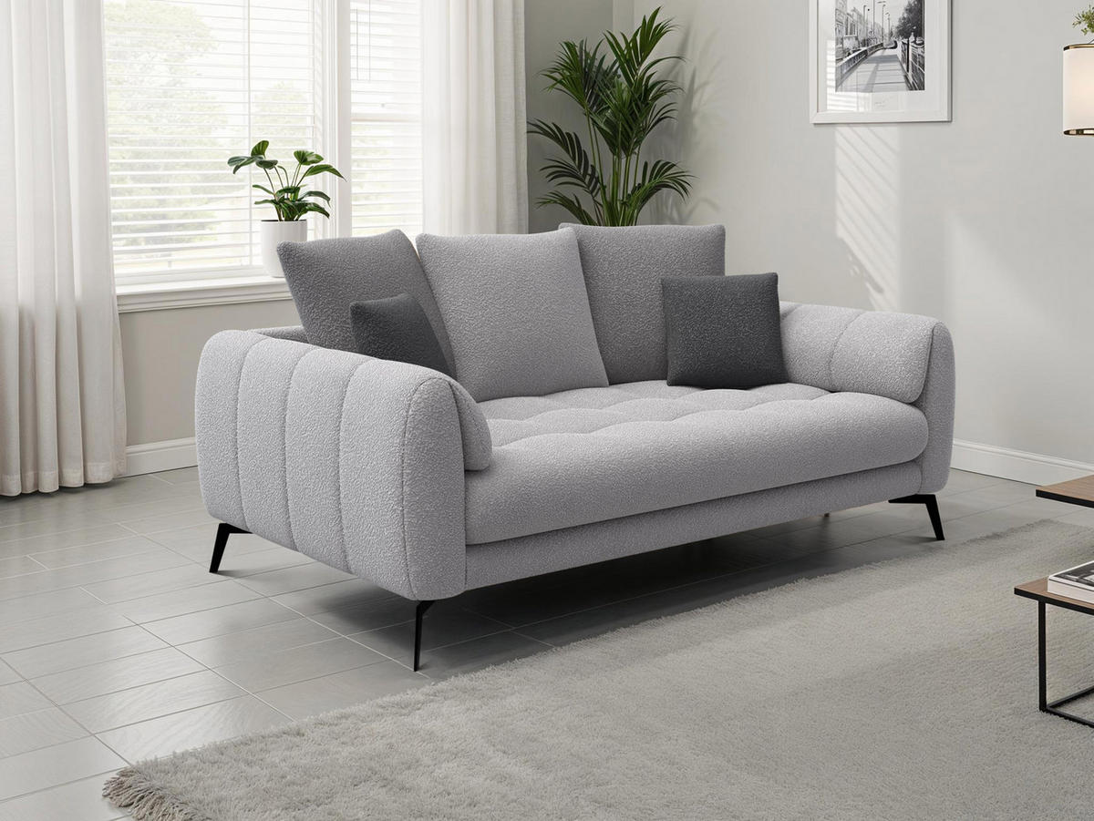 SOFA CALME 2,5-Sitzer, hellgrau und dunkelgrau - Hellgrau, Holz/Textil (199/92/108cm) - Courtois Laville