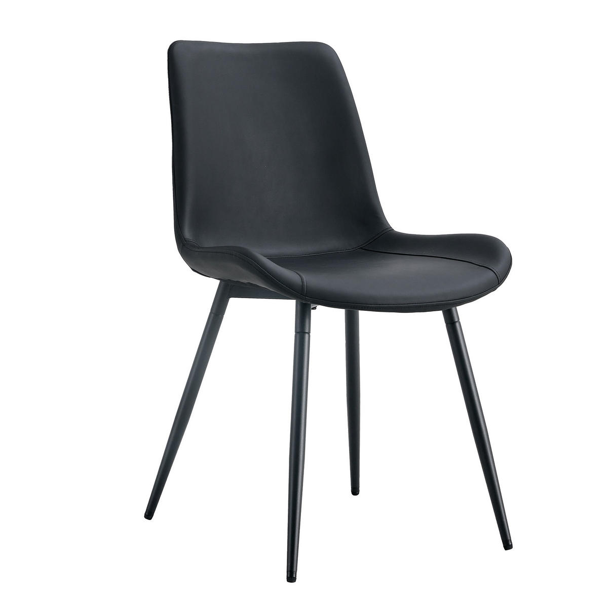 ESSZIMMERSTUHL 4er-set Schwarz mit PU-Bezug und Metallbeinen - Schwarz, Metall (47/83/50cm) - MIVRAY
