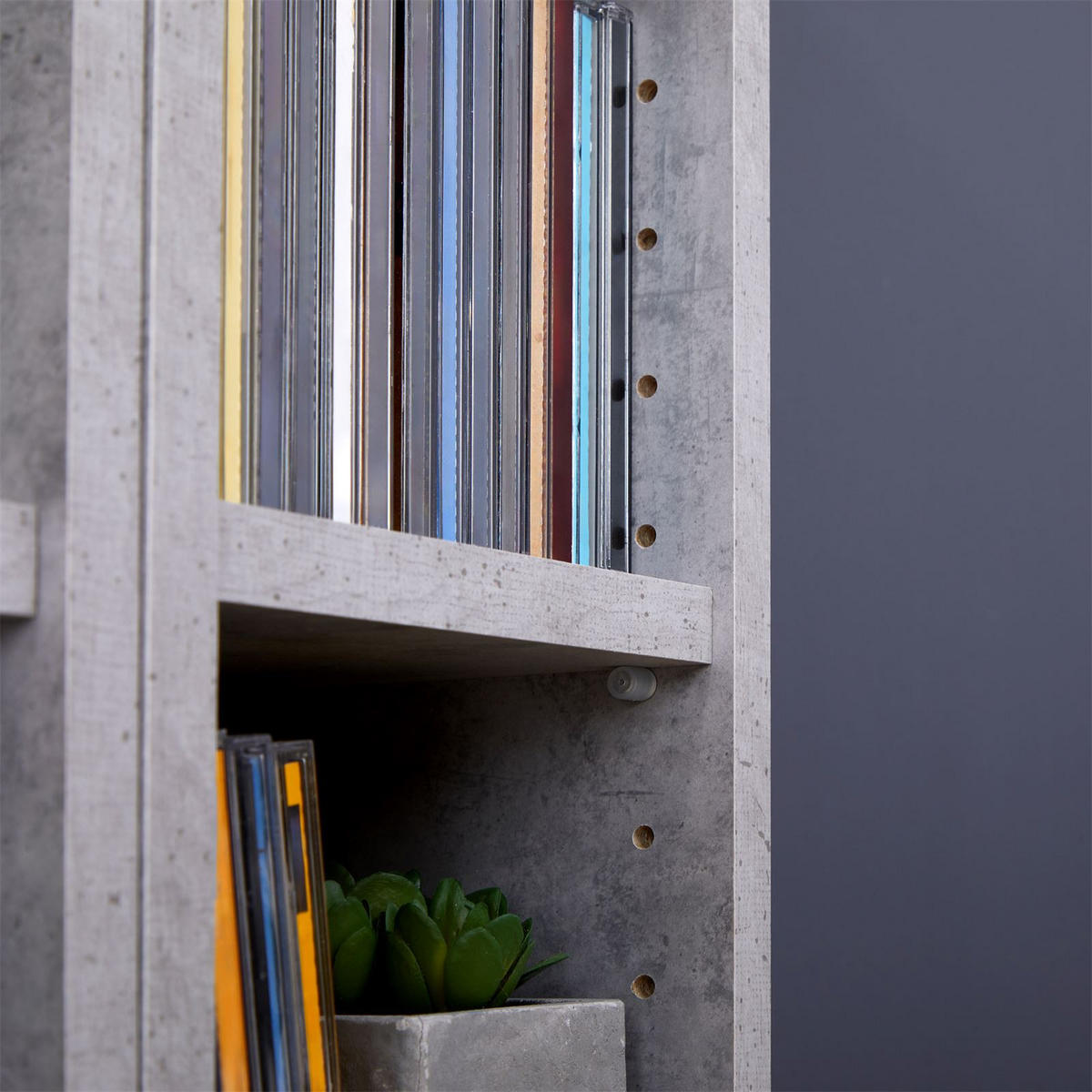 CD/DVD- REGAL CHART - Hellgrau, Holzwerkstoff (20/186/17cm) - CARO-Möbel