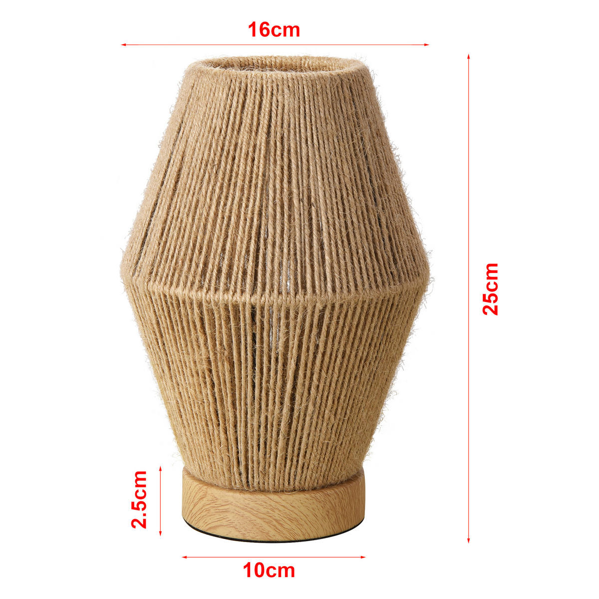 TISCHLEUCHTE Arundel - Naturfarben, Naturmaterialien/Metall (16/16/25cm) - lux.pro