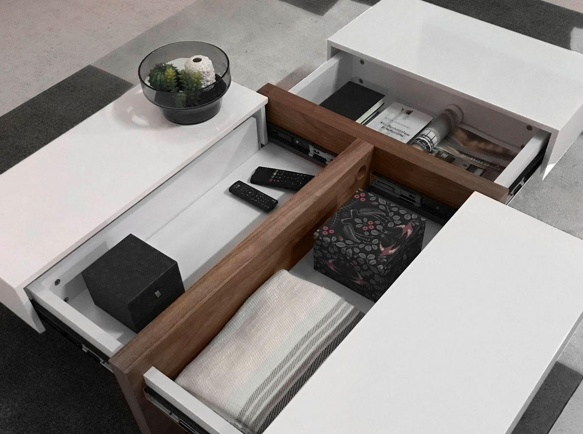 COUCHTISCH Rechteckiger Couchtisch in Weiß und Walnussholz 120/70/35 cm - Nussbaumfarben/Walnussfarben, Holz/Holzwerkstoff (70/120/35cm) - ANGEL CERDA