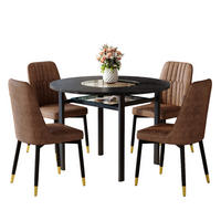 ESSGRUPPE DE-39384 5-teilig, mit 4 Tech-Stoff-Sesseln und Glasplatte Schwarz - Schwarz, Holzwerkstoff (100/76/100cm) - ComfortXL