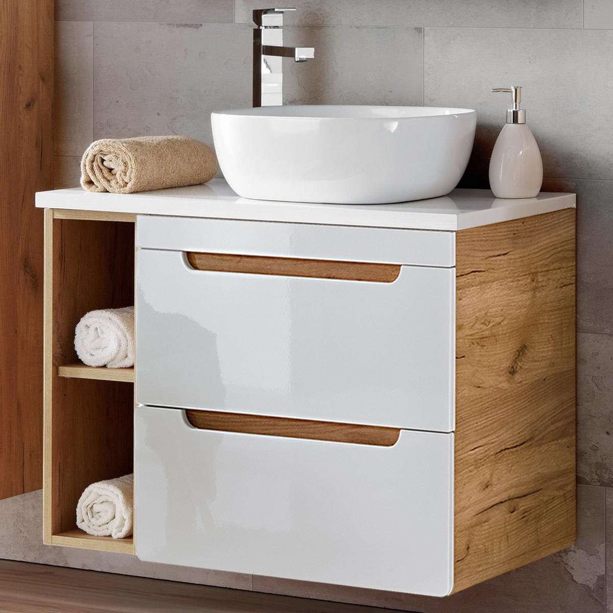 WASCHTISCH Luton-56 - Weiß, Holzwerkstoff (81/77/46cm) - Lomado