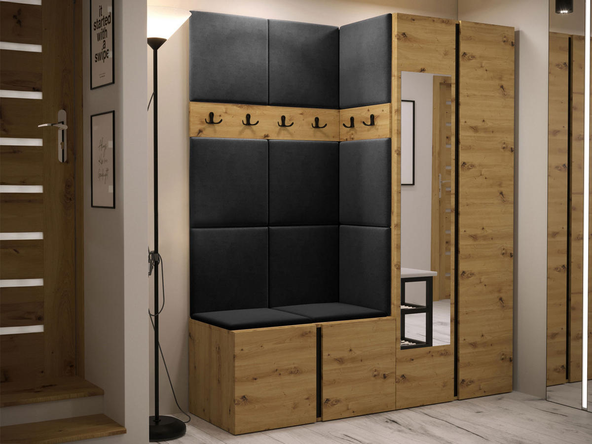 GARDEROBEN-SET Orion XII - Anthrazit/Eiche Artisan, Holzwerkstoff/Kunststoff (158/186/46cm) - MIRJAN24