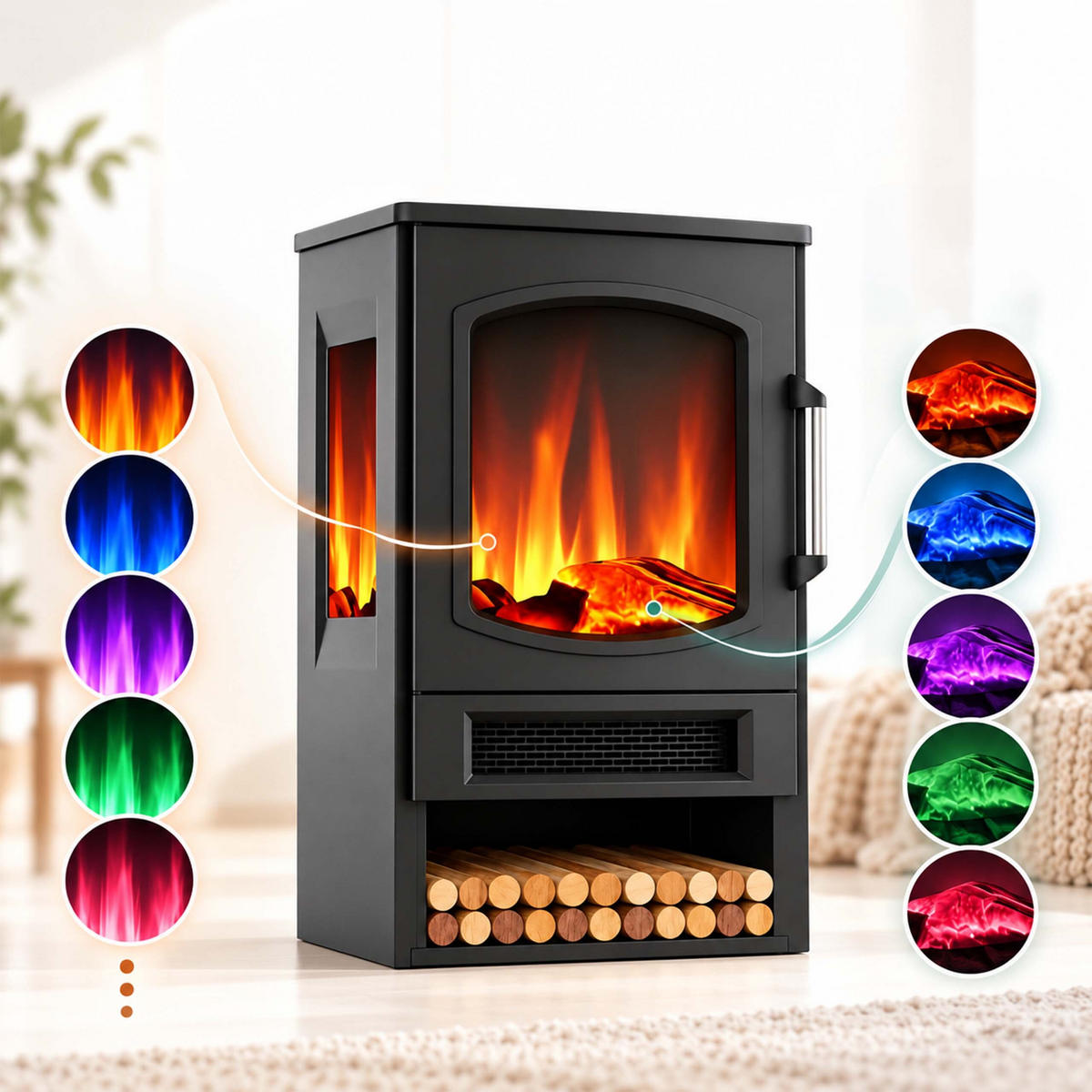 KRB Černý elektrický s topením 1800 W dálkové ovládání - černá, kov/plast (44/75/35cm) - Relaxdays
