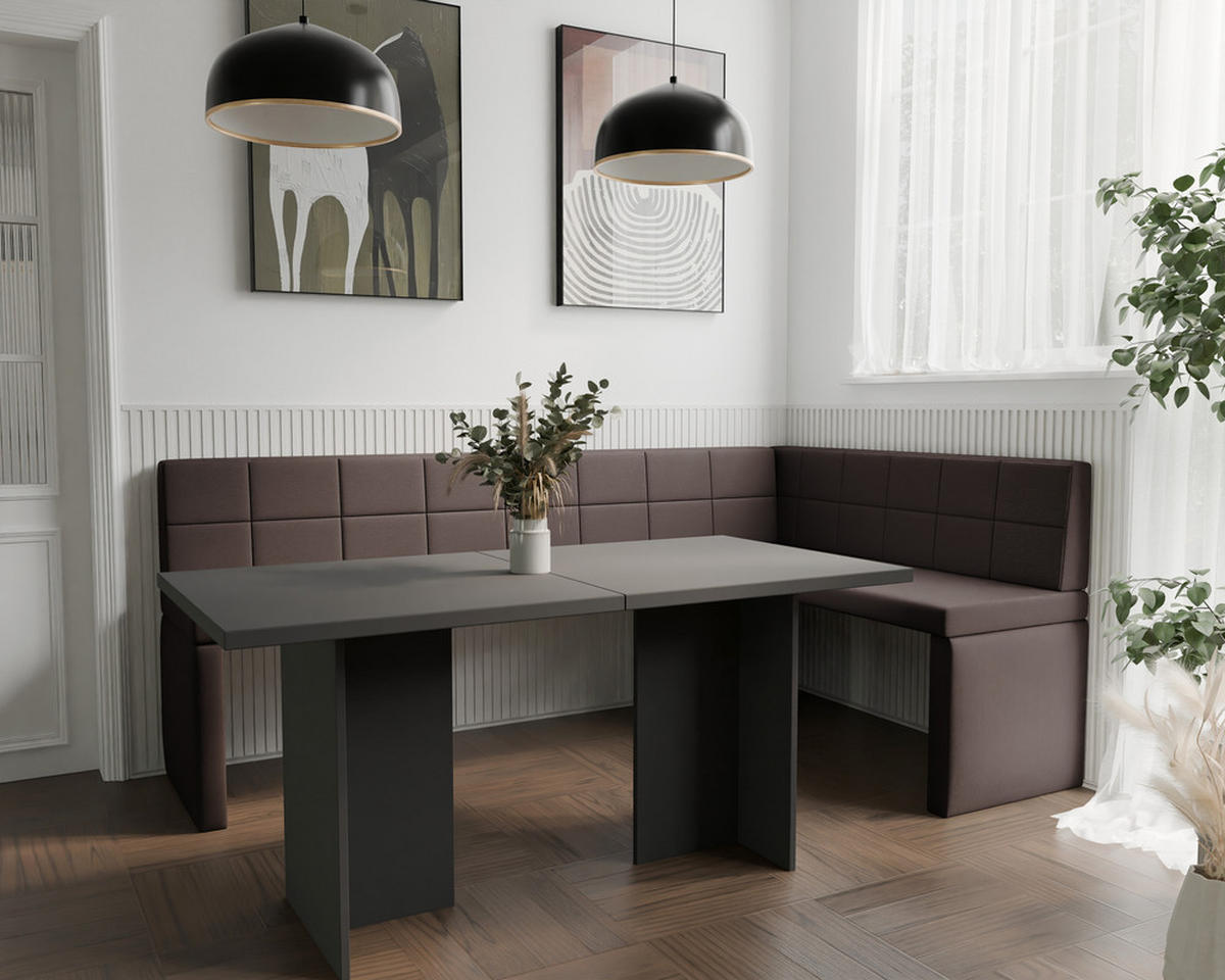 ECKBANK rechts MELVIN Kunstleder, 142/196 cm Braun - Braun, Holz/Kunststoff (142/196cm) - Idohome