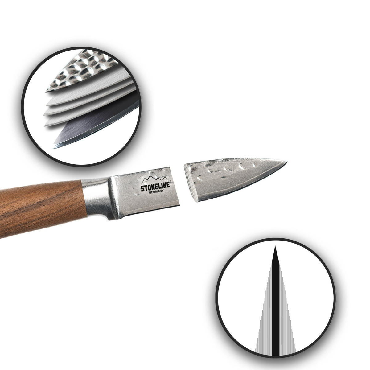 HAMMERSCHLAG DAMASTMESSER SCHÄLMESSER - Schwarz, Metall (8.5cm) - Stoneline