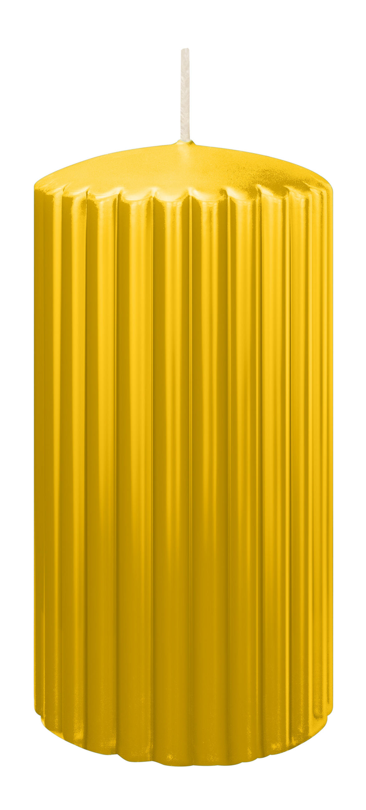 RILLEN KERZEN Dotter Gelb 150 x Ø 80 mm, 4 Stück - Gelb, Paraffin (8/15/15cm) - Wiedemann Kerzen